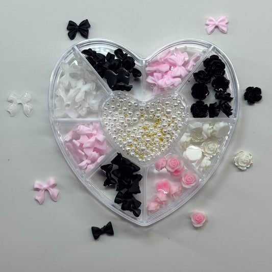 Heart Box Nail Charms - black Bows for Nail Art Designs - JTessentials