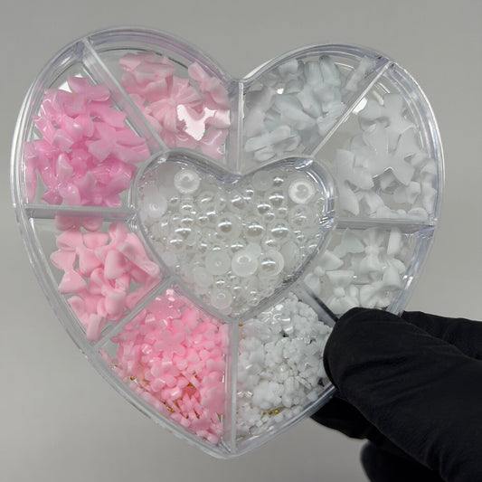 Heart Box Nail Charms - bows & pearls - JTessentials