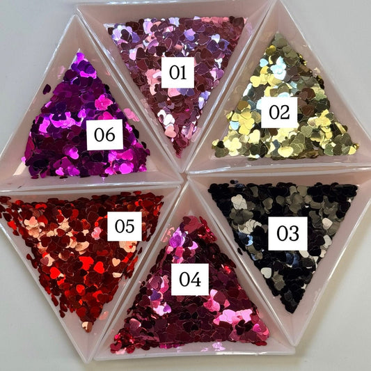 Heart Nail Art Encapsulation - 6 Colors (1 Bag Per Color) for Valentine’s Nail Art - JTessentials