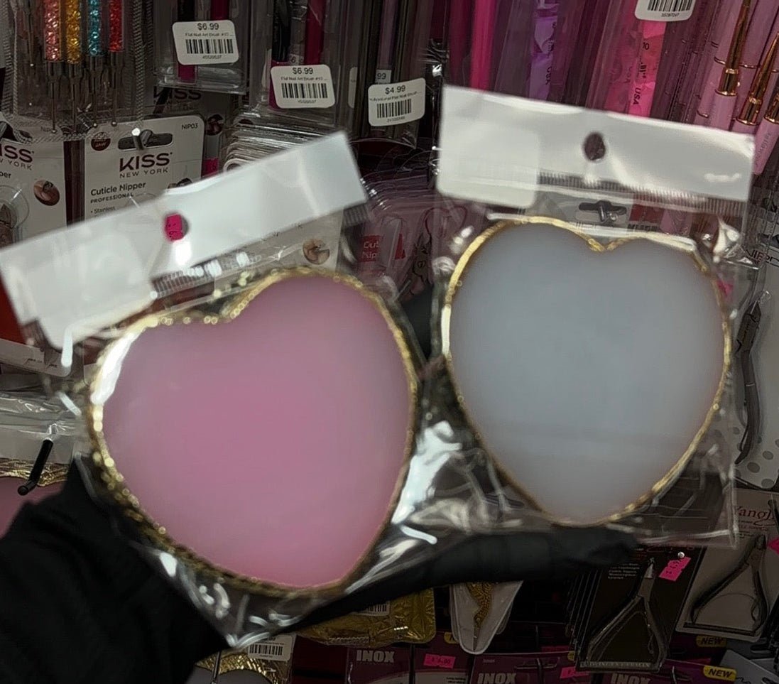 Heart-Shaped Glass Nail Art Palette 1 pc - JTessentials
