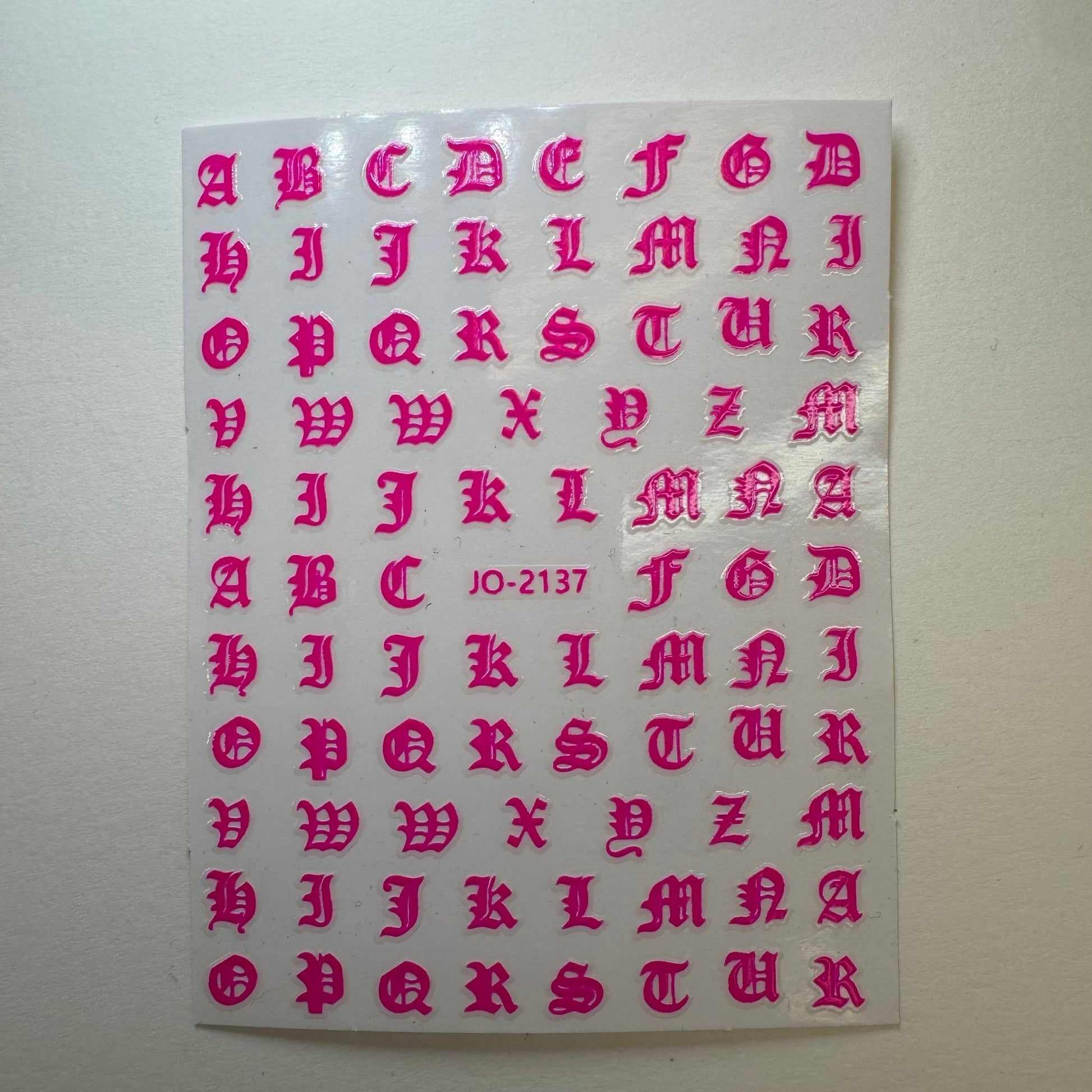 Hot Pink Nail Letter & Number Stickers - Customizable Nail Art Decals - JTessentials