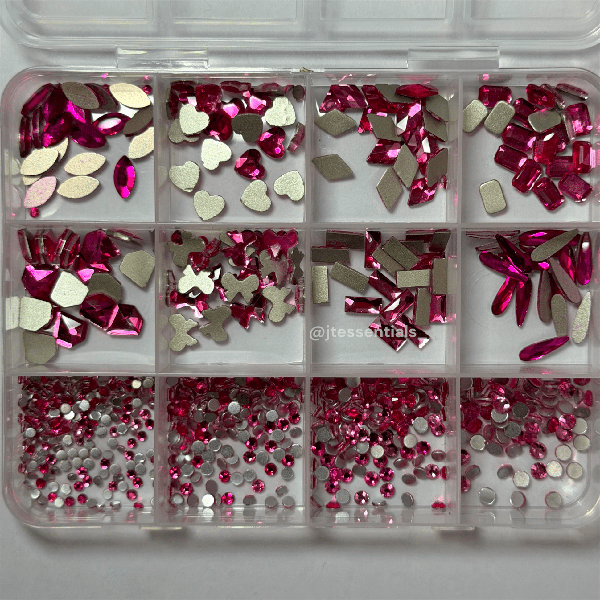 Hot Pink Rhinestones Flatback - picker & tweezer art set - JTessentials