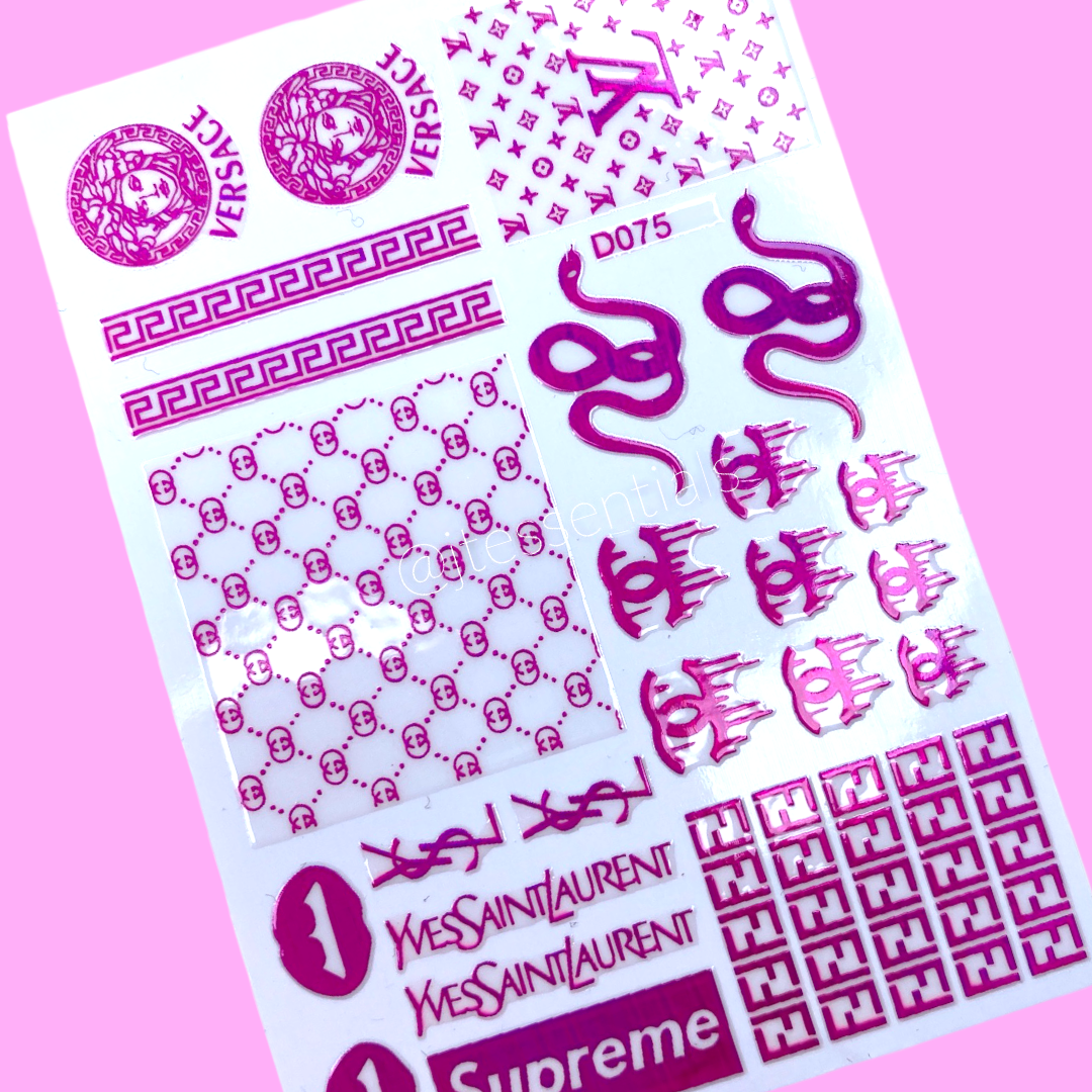 Pink Luxurious Brands Lips & Snake Sticker D075-3