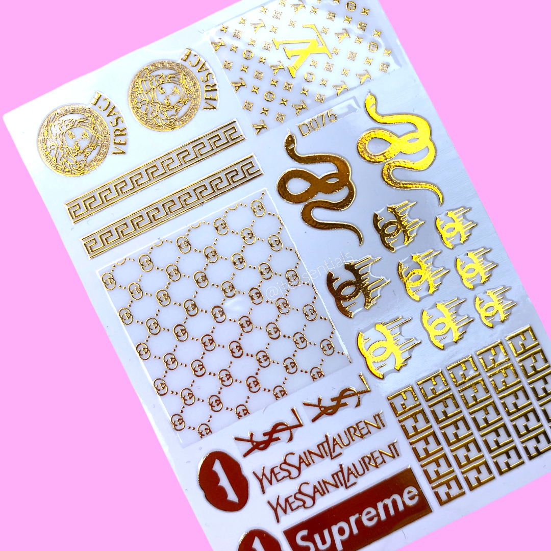 Gold Luxurious Brands Lips & Snake Sticker D075-5