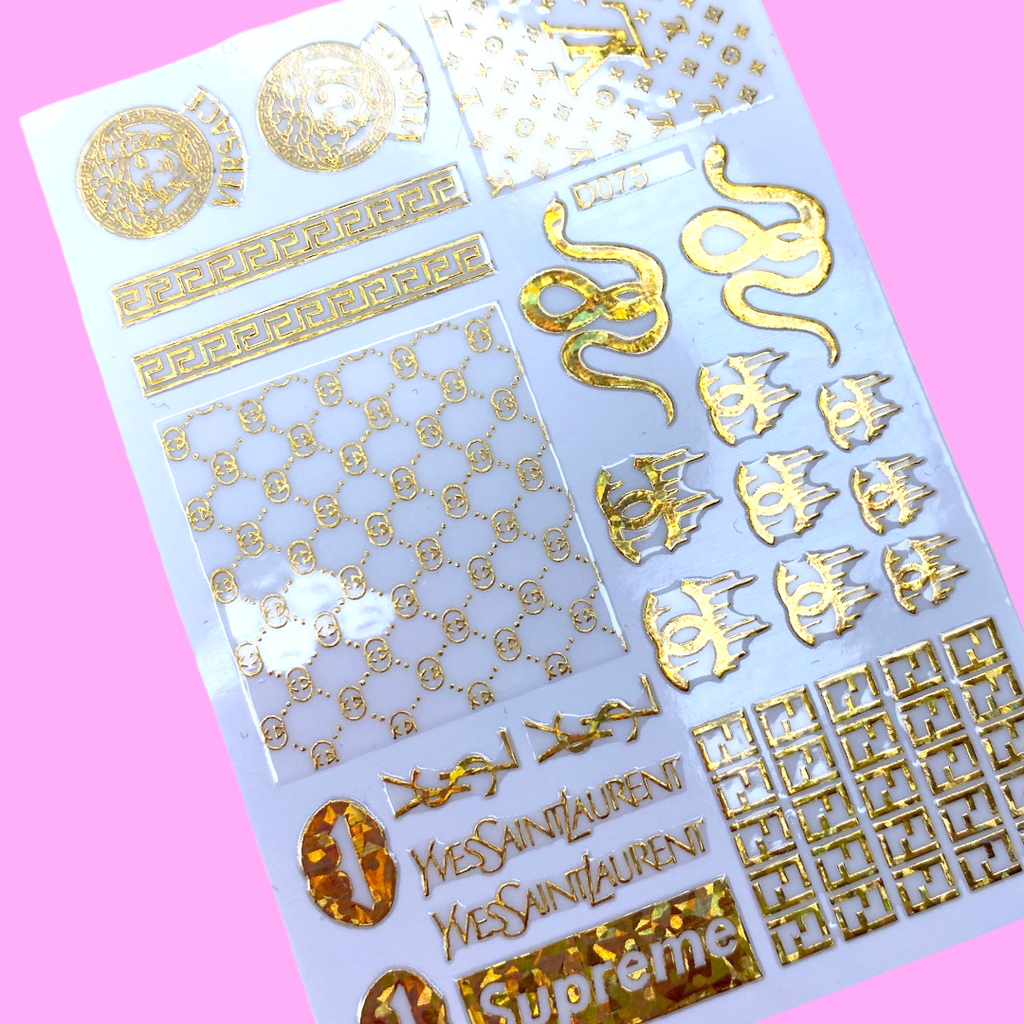 Laser Gold Luxurious Brands Lips & Snake Sticker D075-11