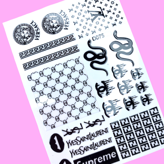 Black Luxurious Brands Lips & Snake Sticker D075-1