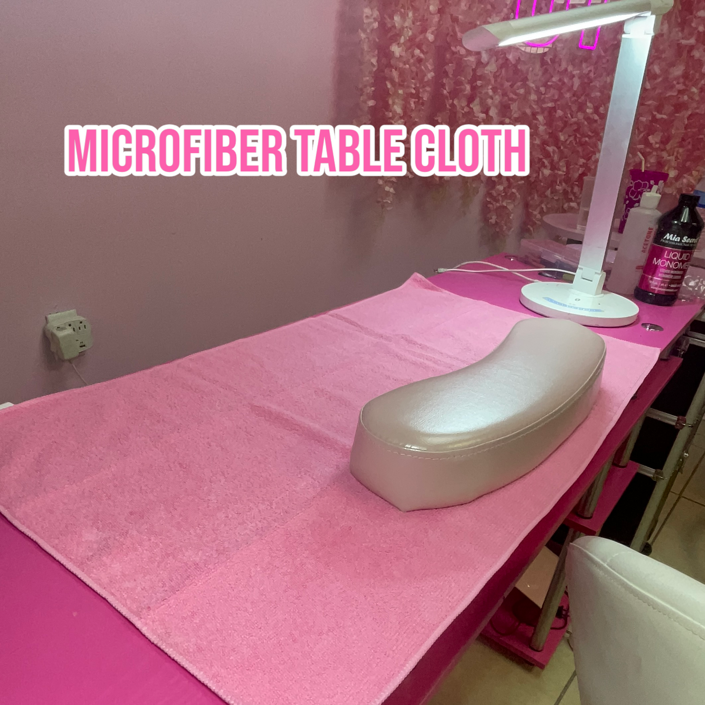 Microfiber Table Cloth - Pink, Perfect for Nail Tables