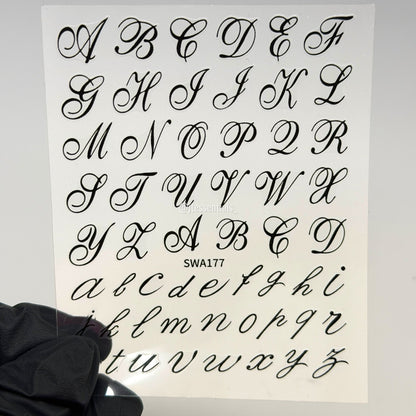 Initial Script Letter Nail Stickers | SWA177 - JTessentials