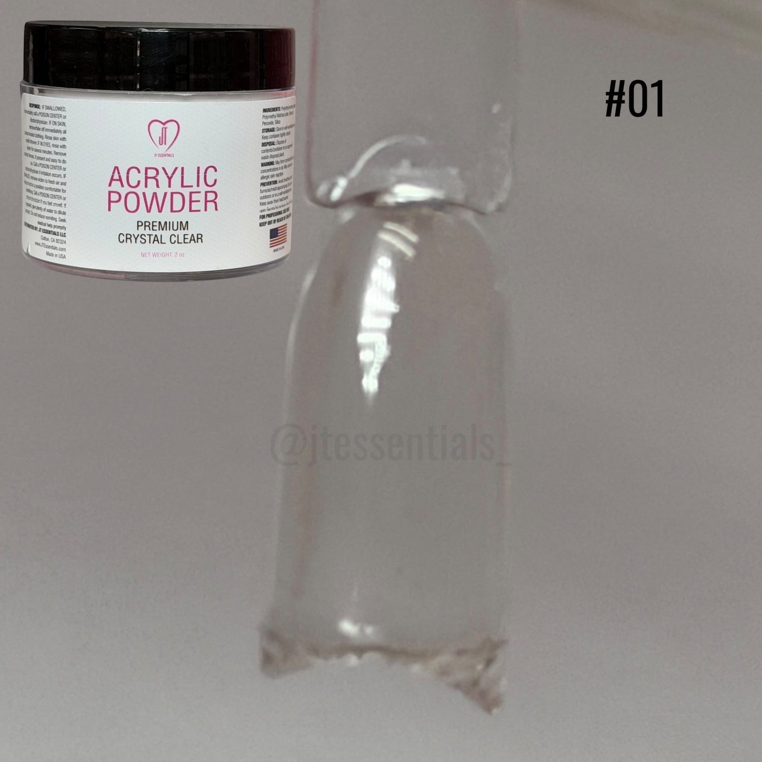 JT Essentials Crystal Clear 1 (2oz Acrylic Powder) - JTessentials