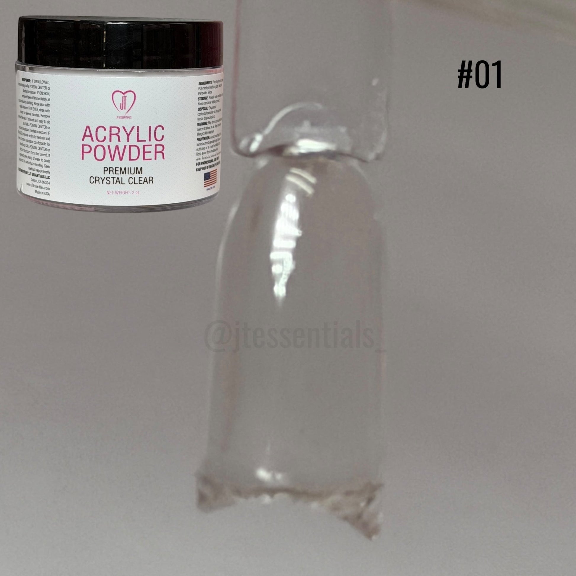 JT Essentials Crystal Clear 1 (2oz Acrylic Powder) - JTessentials