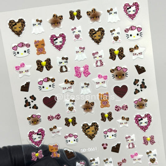 Kitty leopard print Nail sticker |5D - 0661 - JTessentials
