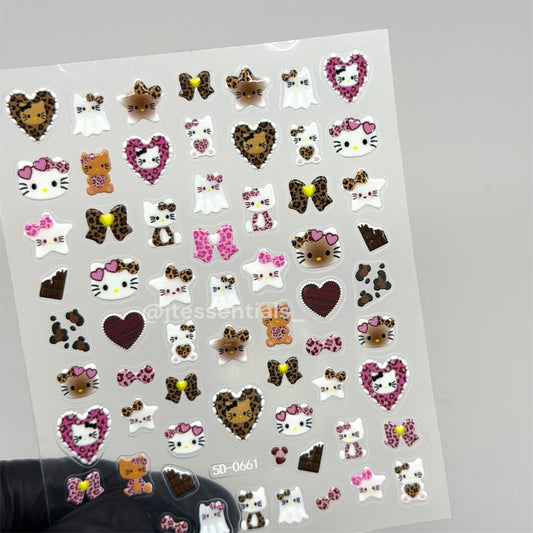 Kitty leopard print Nail sticker |5D - 0661 - JTessentials