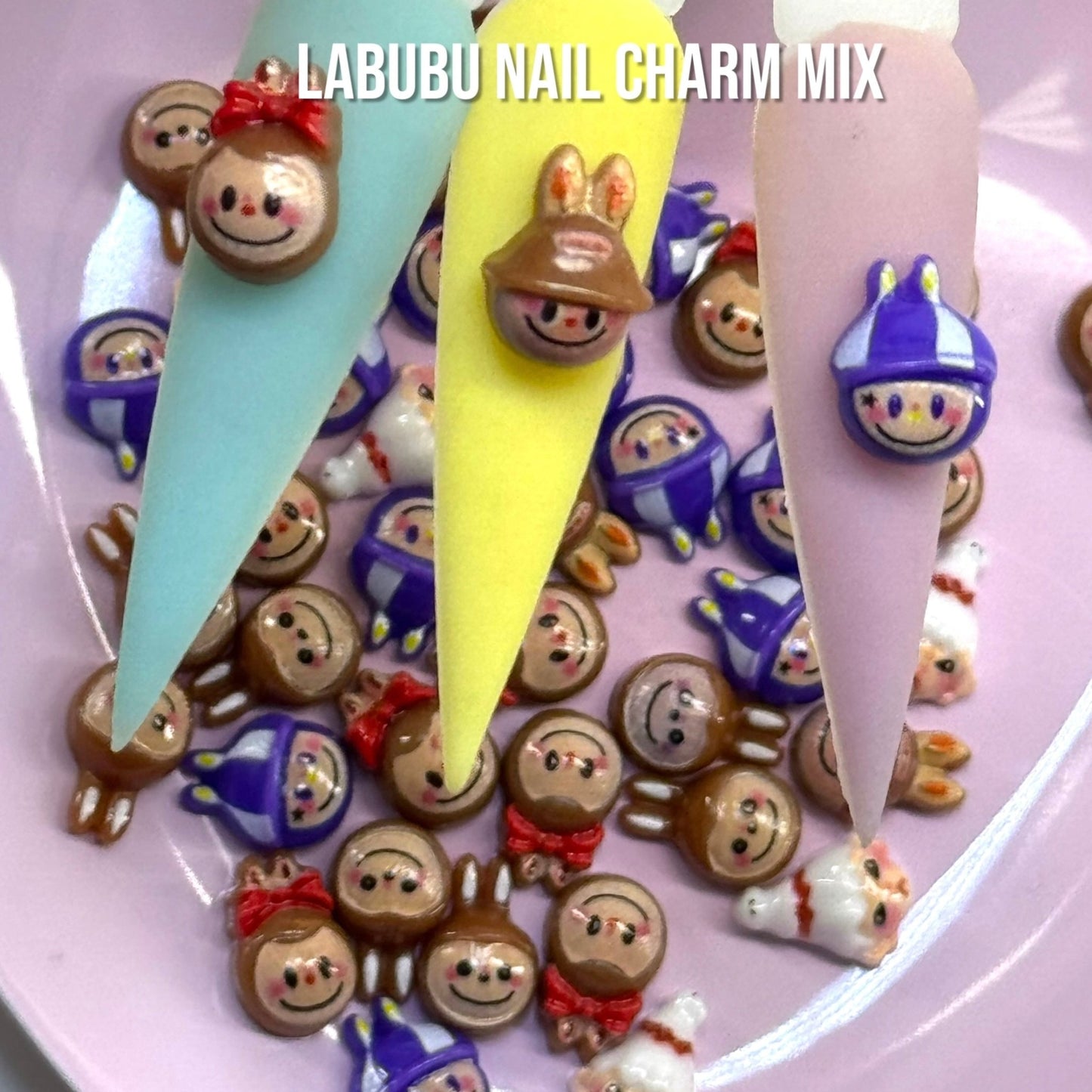 Labubu Nail Charms - Cute 3D Kawaii Character Mix for Nail Art Decoration - JTessentials