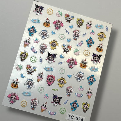 Labubu Sanrio Nail Stickers – Kawaii TC - 574 Cartoon Decals for Nail Art - JTessentials
