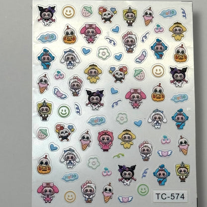 Labubu Sanrio Nail Stickers – Kawaii TC - 574 Cartoon Decals for Nail Art - JTessentials