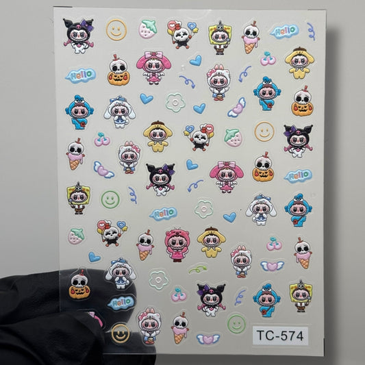 Labubu Sanrio Nail Stickers – Kawaii TC - 574 Cartoon Decals for Nail Art - JTessentials
