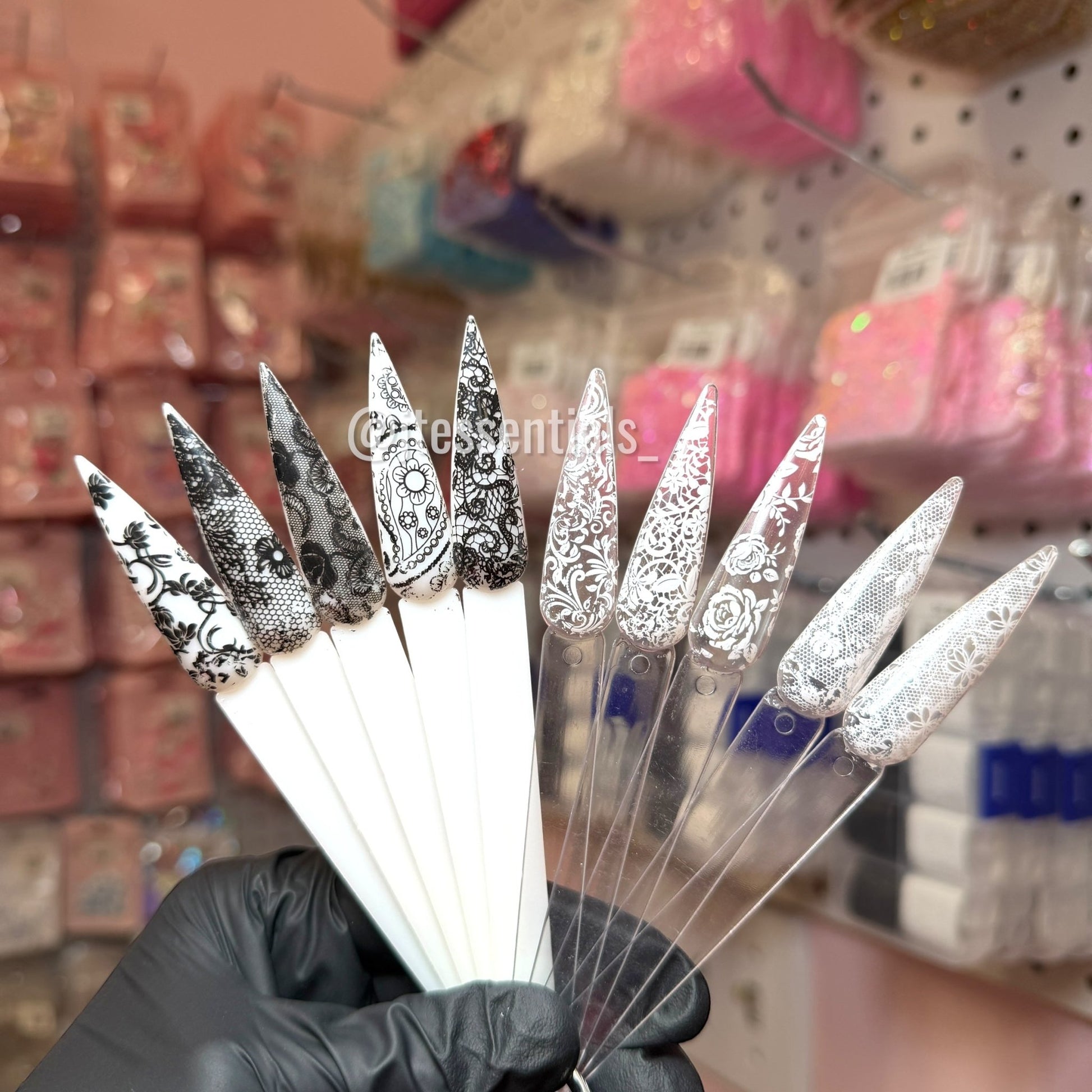 Lace Nail Foil Set – Black & White Floral Designs - JTessentials