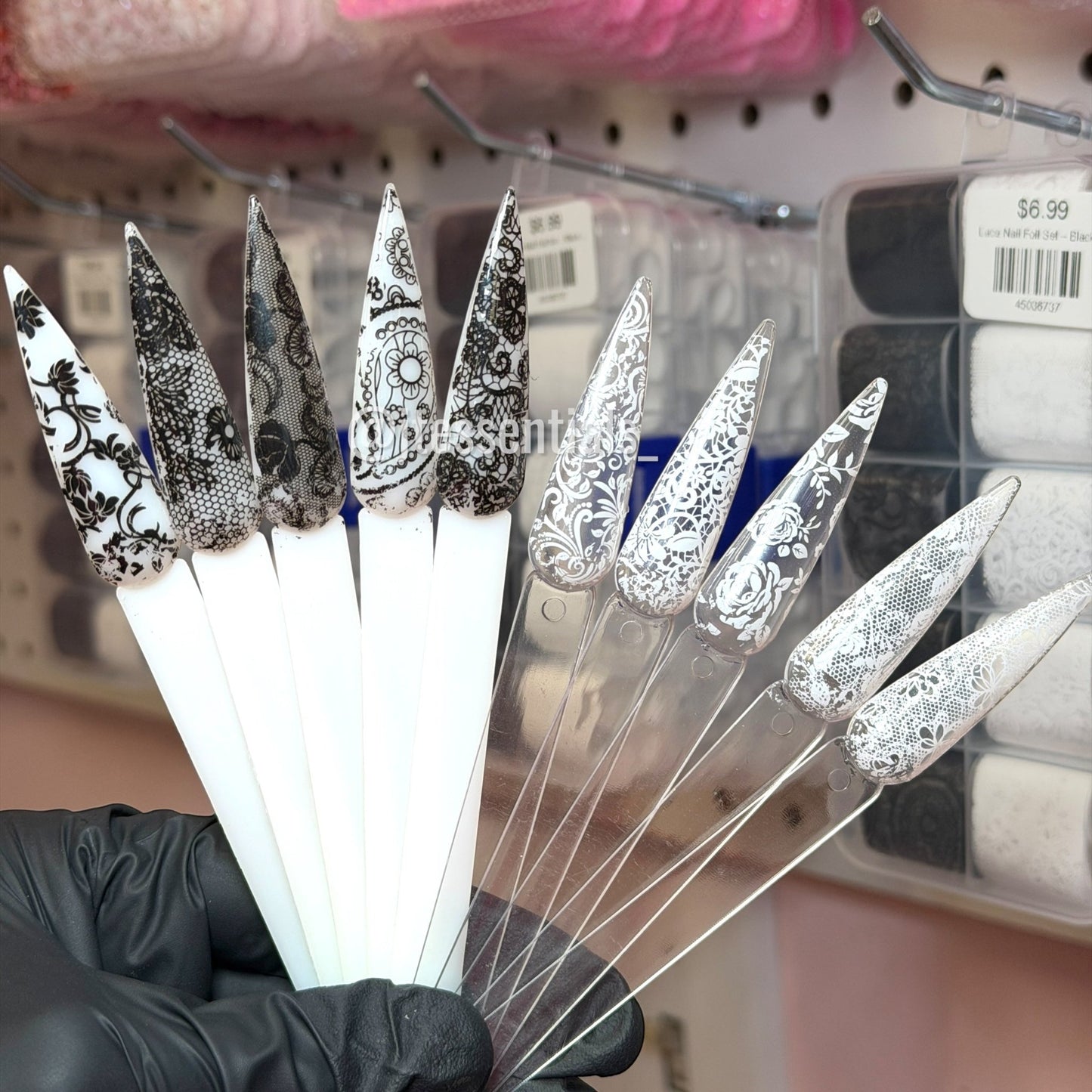 Lace Nail Foil Set – Black & White Floral Designs - JTessentials