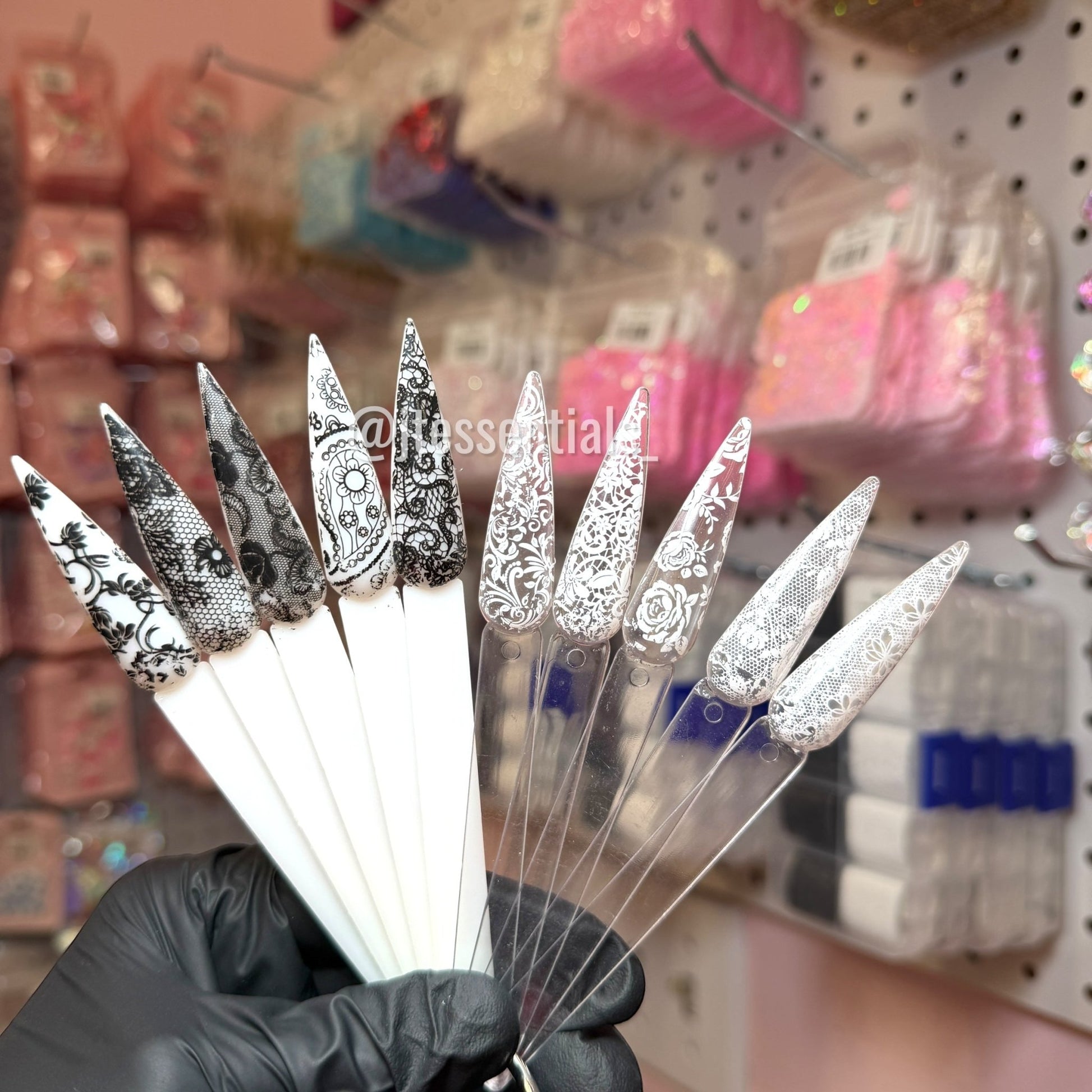 Lace Nail Foil Set – Black & White Floral Designs - JTessentials