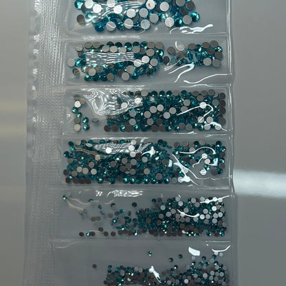 Light Blue - 6 size crystal flat back nail rhinestone - JTessentials