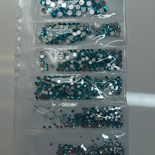 Light Blue - 6 size crystal flat back nail rhinestone - JTessentials