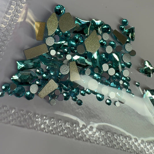 Light blue Rhinestone Mix - nail crystals decoration bag - JTessentials