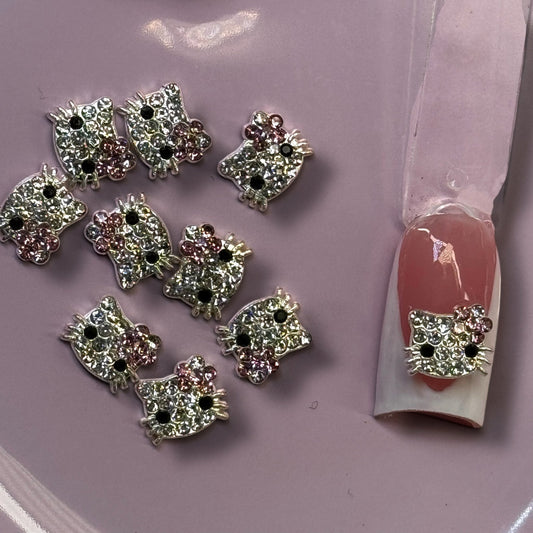 Light pink bow Bling Face - hello k nail charm - JTessentials