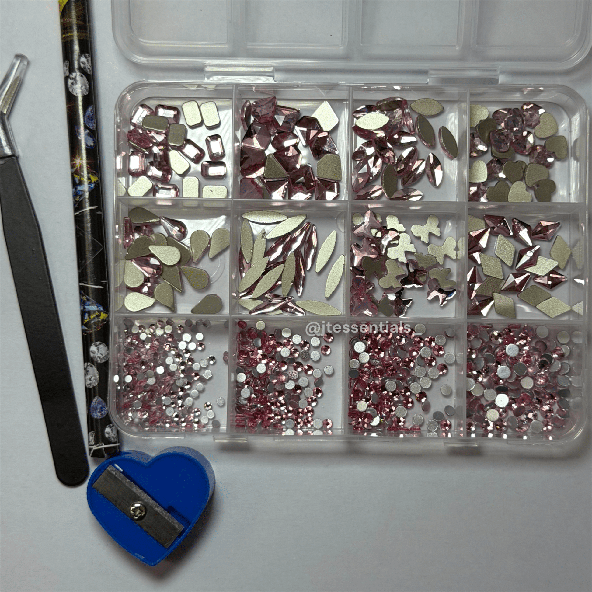 Light Pink rhinestones - picker & tweezer nail Set - JTessentials
