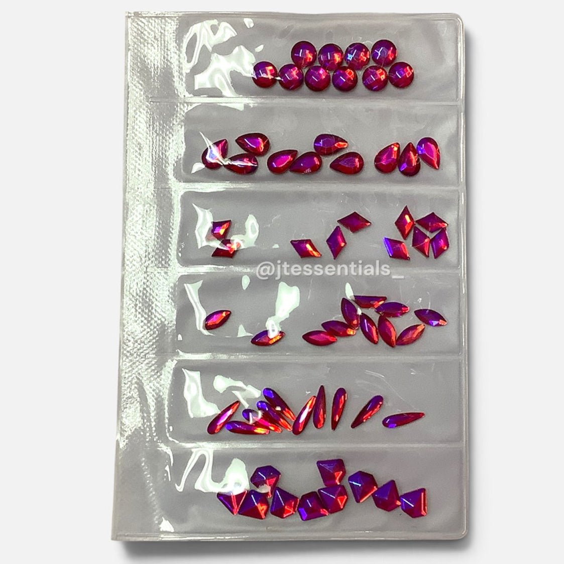 Magenta AB Rhinestone Shape- 6 grit pack of crystals for nail decoration - JTessentials