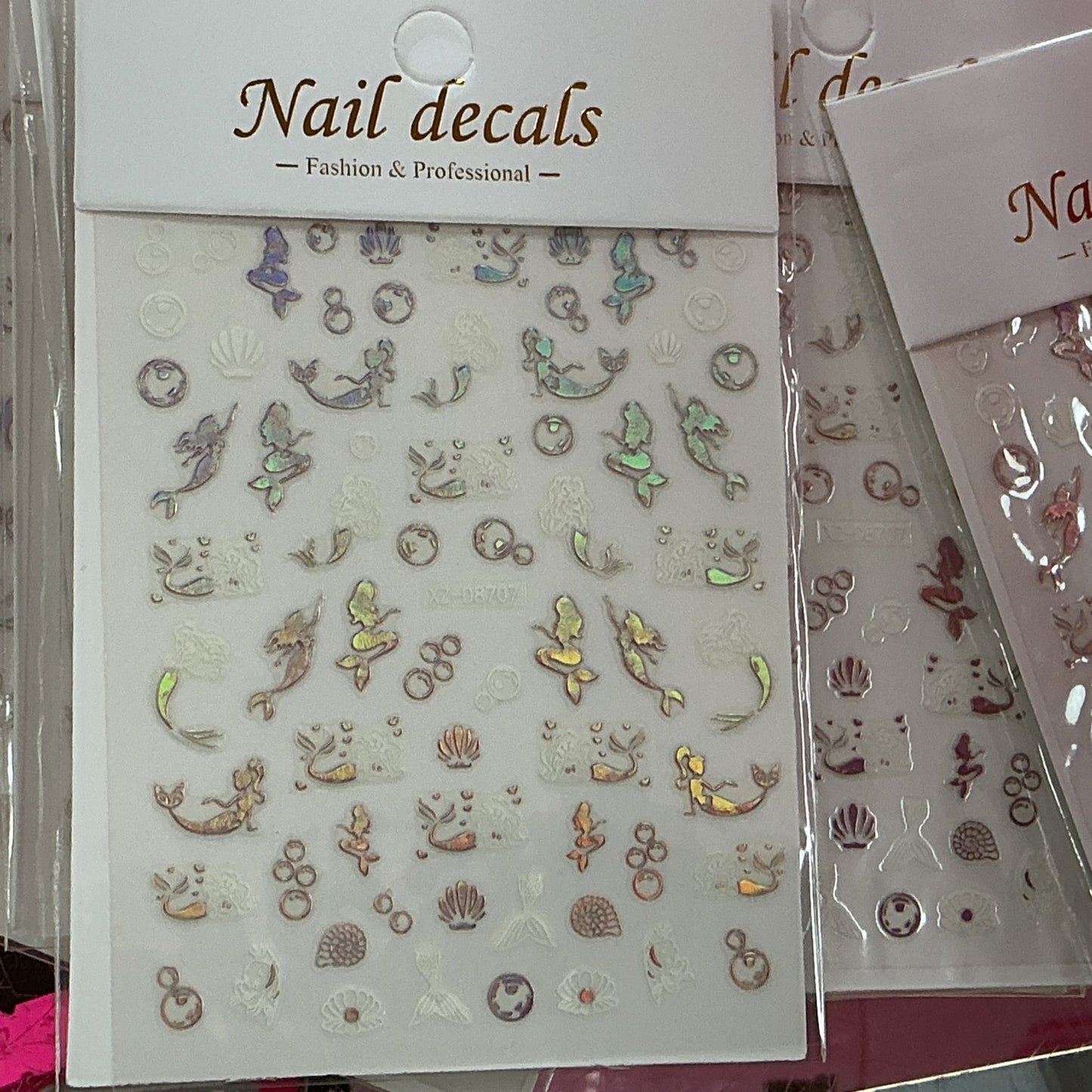 Mermaid Shell Nail Art Stickers – Iridescent Ocean 3D Nail Decals - JTessentials
