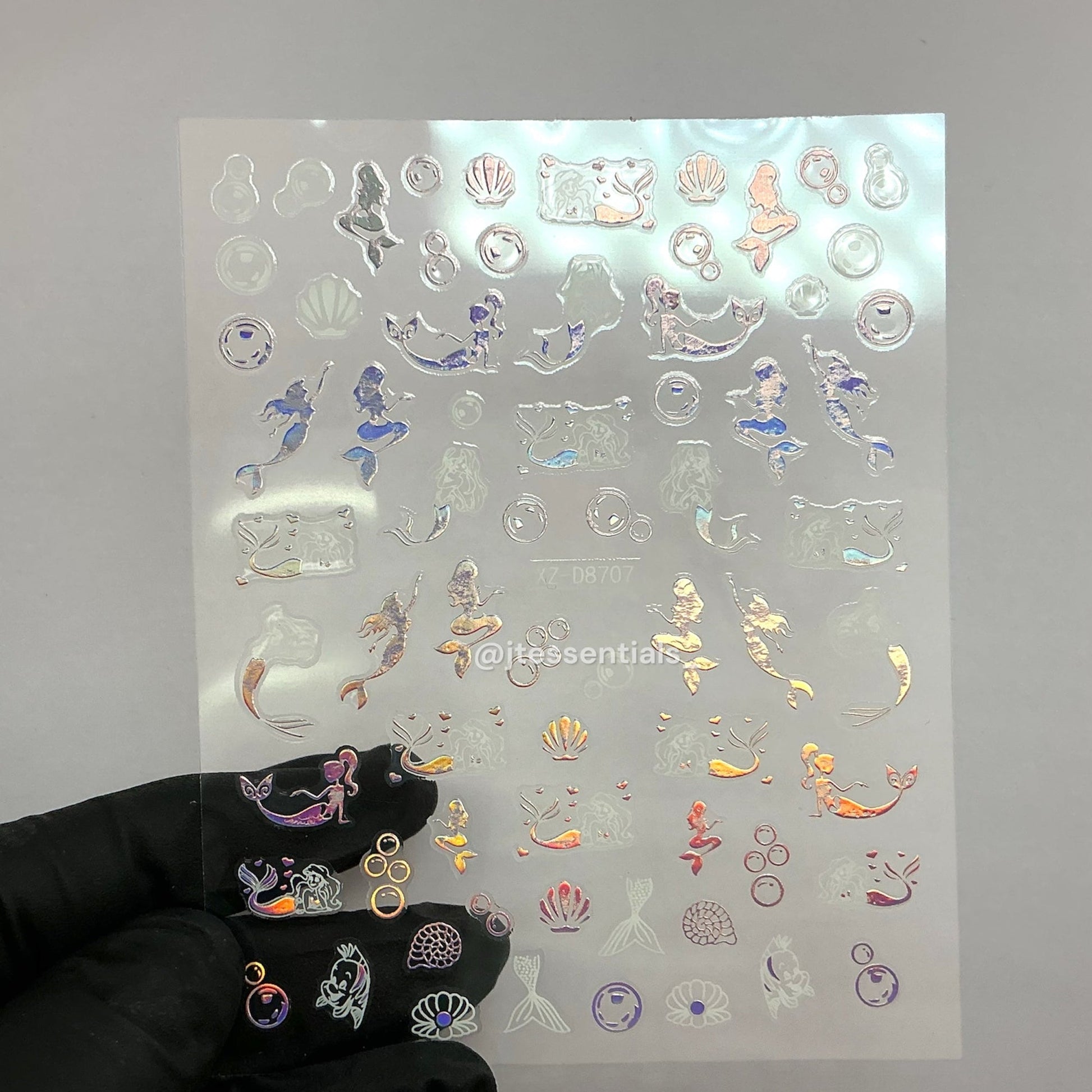 Mermaid Shell Nail Art Stickers – Iridescent Ocean 3D Nail Decals - JTessentials