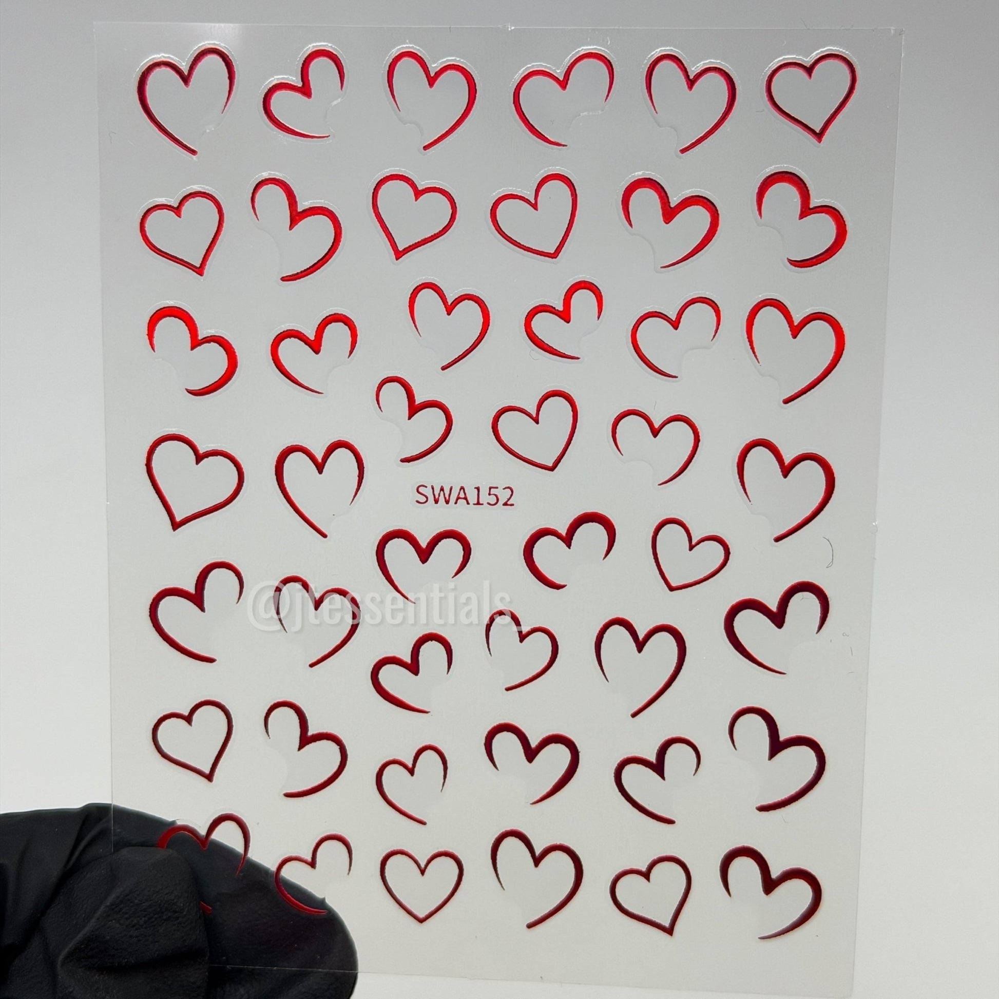 Metallic Outline Heart Nail Stickers | Multicolor - JTessentials