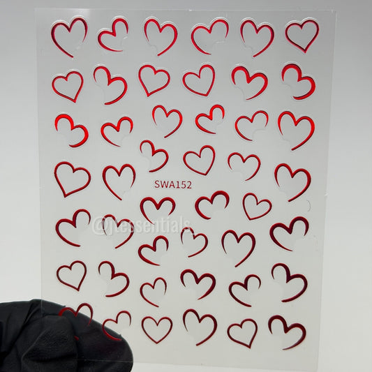 Metallic Outline Heart Nail Stickers | Multicolor - JTessentials