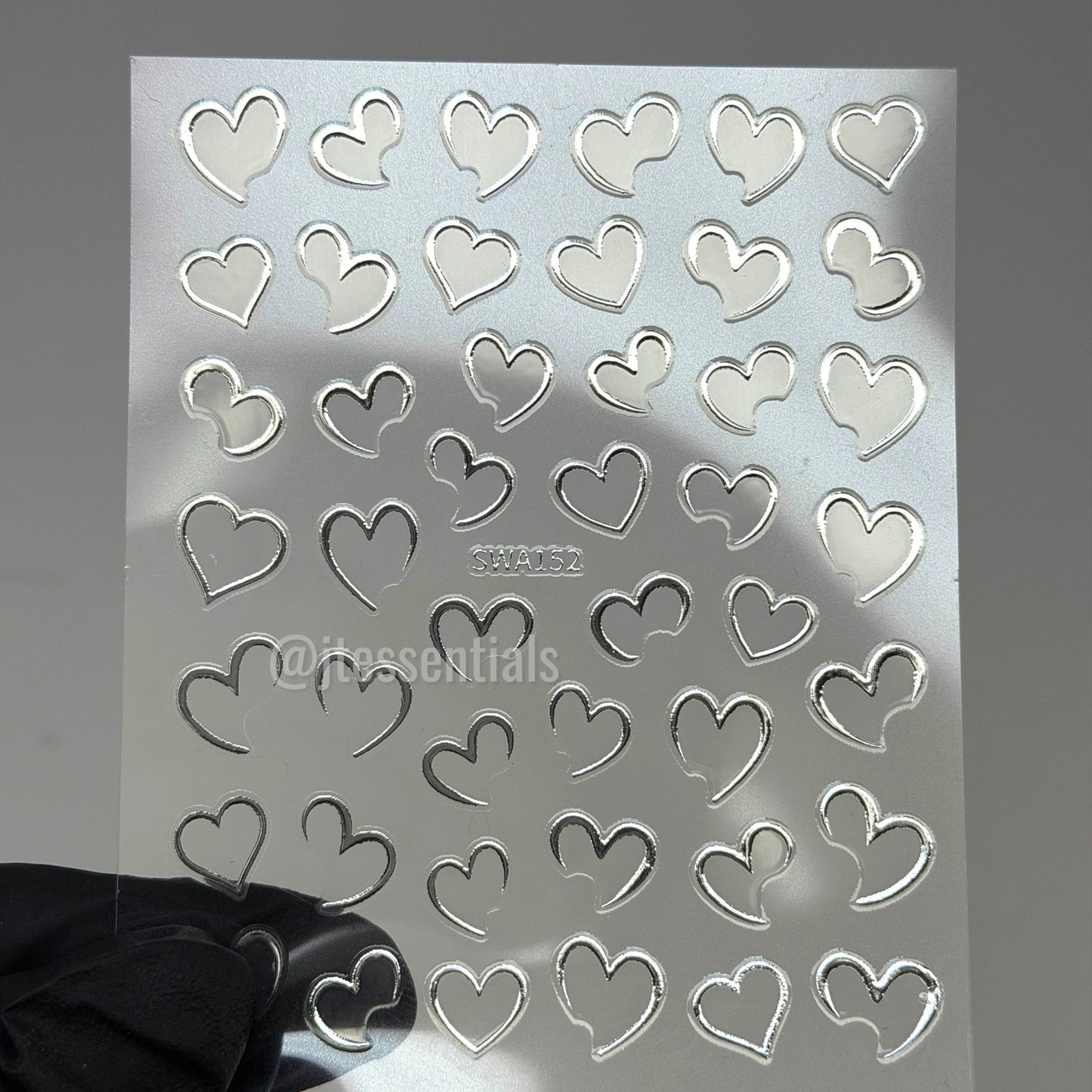 Metallic Outline Heart Nail Stickers | Multicolor - JTessentials