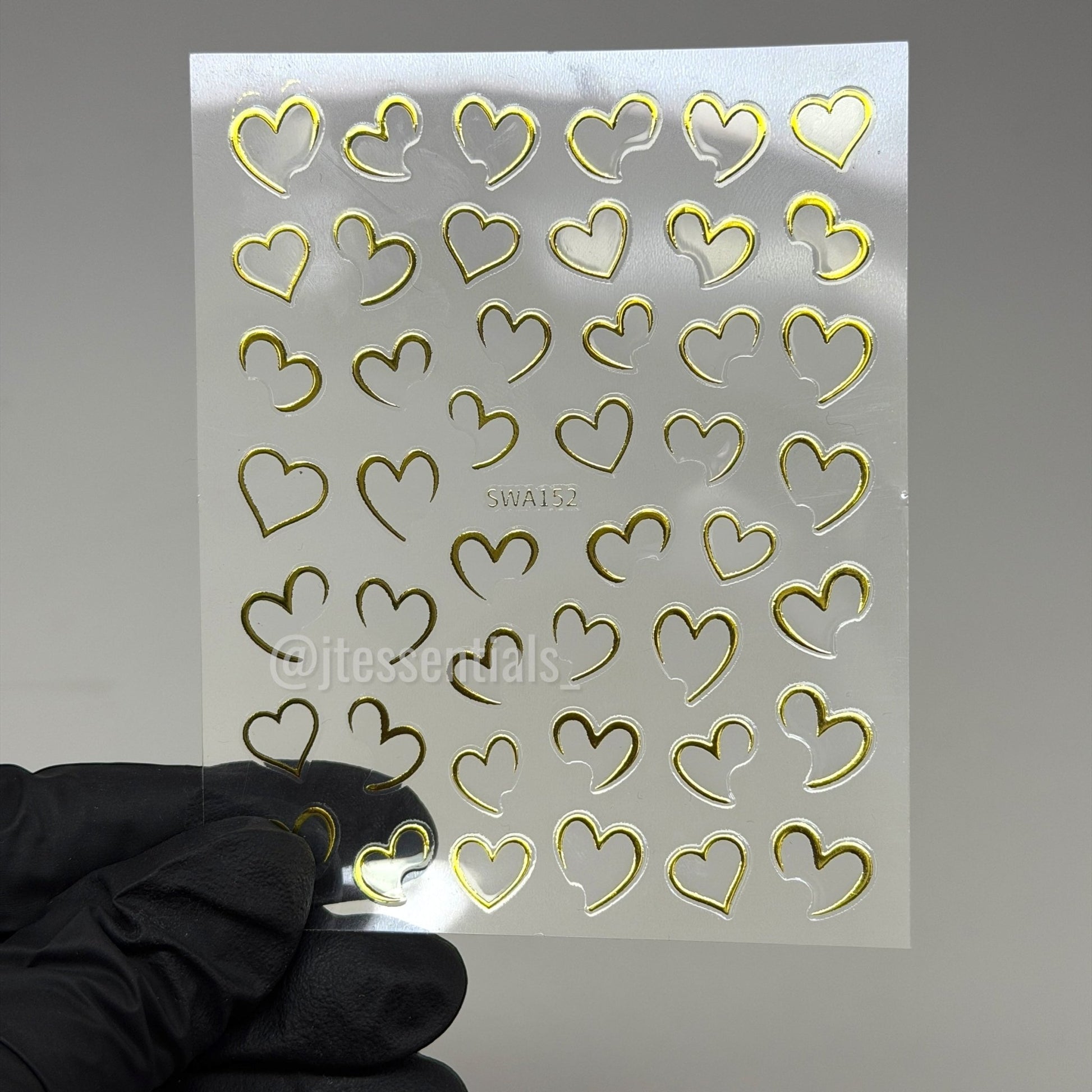 Metallic Outline Heart Nail Stickers | Multicolor - JTessentials