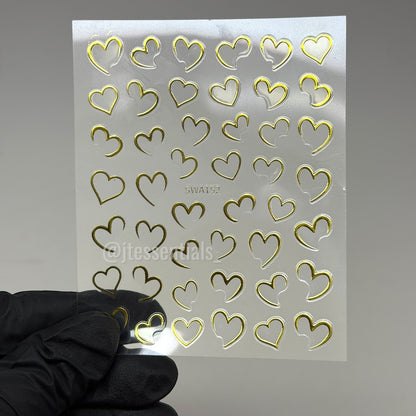 Metallic Outline Heart Nail Stickers | Multicolor - JTessentials