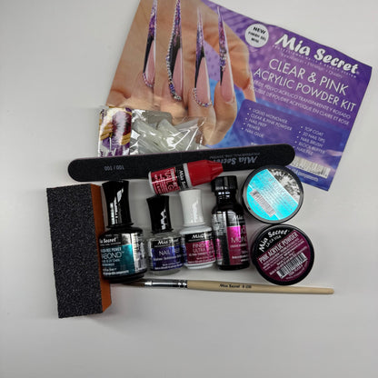 Mia Secret Clear & Pink Acrylic Powder Kit – Beginner - Friendly Nail Kit - JTessentials