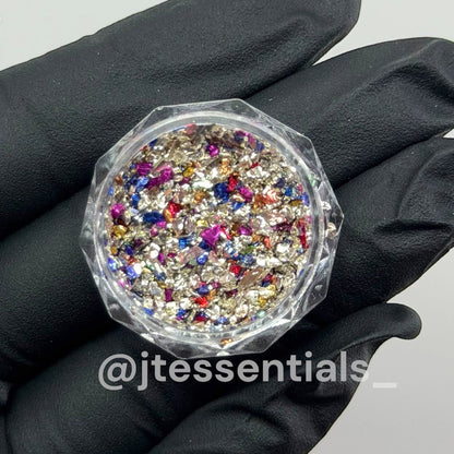 Mixed Foil & Mini Rhinestone Nail Flakes – Multicolor - JTessentials