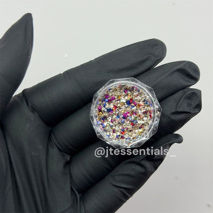 Mixed Foil & Mini Rhinestone Nail Flakes – Multicolor - JTessentials