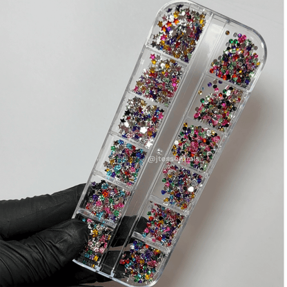 Mixed Rhinestone, Heart & Flower Nail Charms Set – Colorful Crystal Nail Art - JTessentials