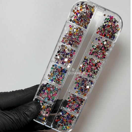 Mixed Rhinestone, Heart & Flower Nail Charms Set – Colorful Crystal Nail Art - JTessentials