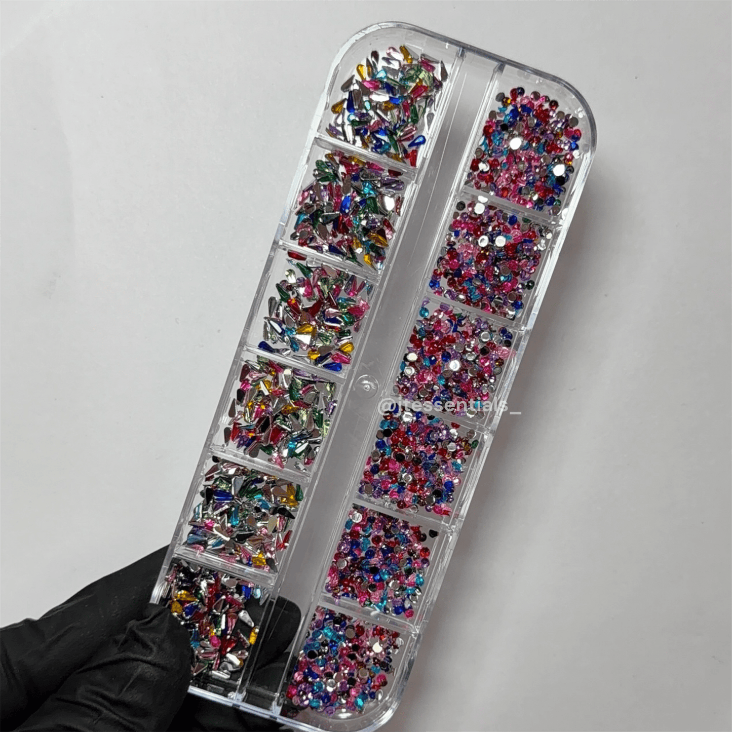Mixed Shape Rhinestone Nail Art Set – Colorful Crystal Charms Box - JTessentials