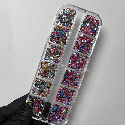 Mixed Shape Rhinestone Nail Art Set – Colorful Crystal Charms Box - JTessentials