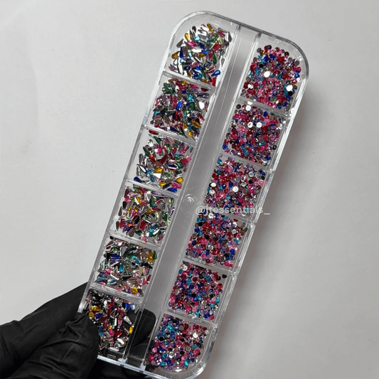 Mixed Shape Rhinestone Nail Art Set – Colorful Crystal Charms Box - JTessentials