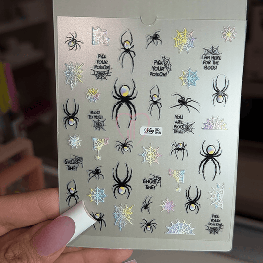 MIY-5D048 - Black spiders, webs and icons nail sticker - JTessentials