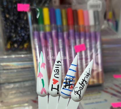 Nail Art Marker Pens Set – Fine Tip Nail Design Kit - JTessentials
