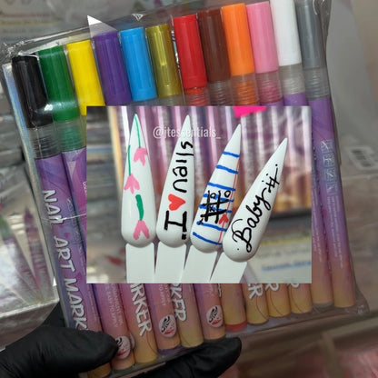 Nail Art Marker Pens Set – Fine Tip Nail Design Kit - JTessentials