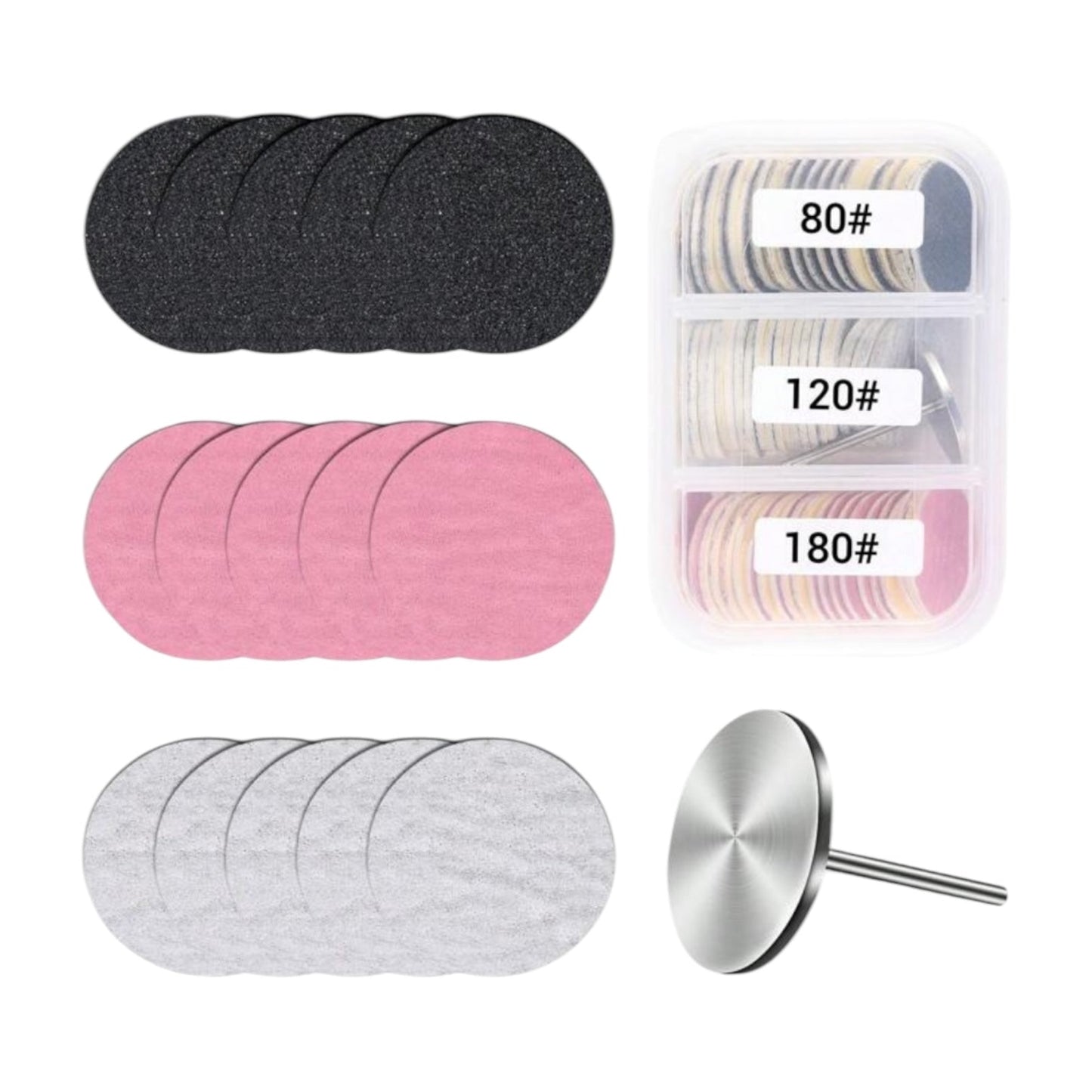 Nail Drill Paper Disc & Metal Bit Box – 80, 150 & 240 Grit Replacement Discs - JTessentials