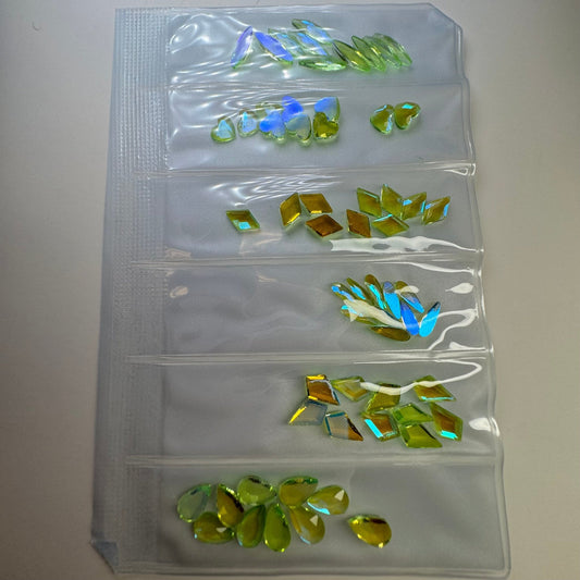 Opal Green Rhinestone Shape - 6 grit pack of crystals for nail decoration - JTessentials