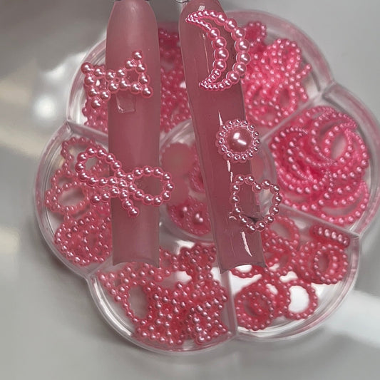 Pearl SHAPES BOX nail charms PINK - JTessentials